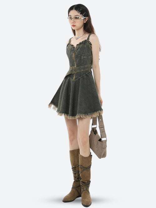 Litlookz Studio Y2K Grunge Denim Mini Dress