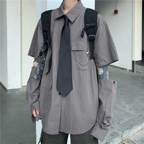 Litlookz Studio Y2K Grunge Detachable Sleeve Shirt
