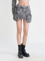 Litlookz Studio Y2K Grunge Distressed Cargo Mini Skirt, view 3