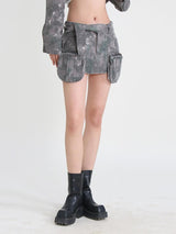 Litlookz Studio Y2K Grunge Distressed Cargo Mini Skirt, view 6