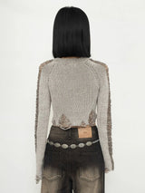 Litlookz Studio Y2K Grunge Distressed Crop Sweater, view 2