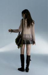Litlookz Studio Y2K Grunge Distressed Cross Sweater, view 6