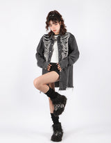 Litlookz Studio Y2K Grunge Distressed Denim Jacket, view 2