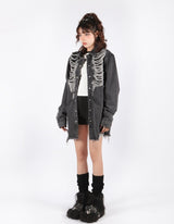 Litlookz Studio Y2K Grunge Distressed Denim Jacket, view 3