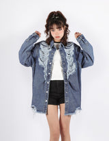 Litlookz Studio Y2K Grunge Distressed Denim Jacket, view 5