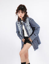 Litlookz Studio Y2K Grunge Distressed Denim Jacket, view 6