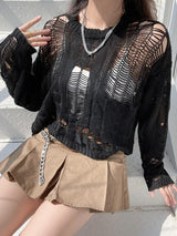 Litlookz Studio Y2K Grunge Distressed Knit Sweater, view 2