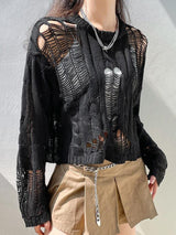 Litlookz Studio Y2K Grunge Distressed Knit Sweater, view 5