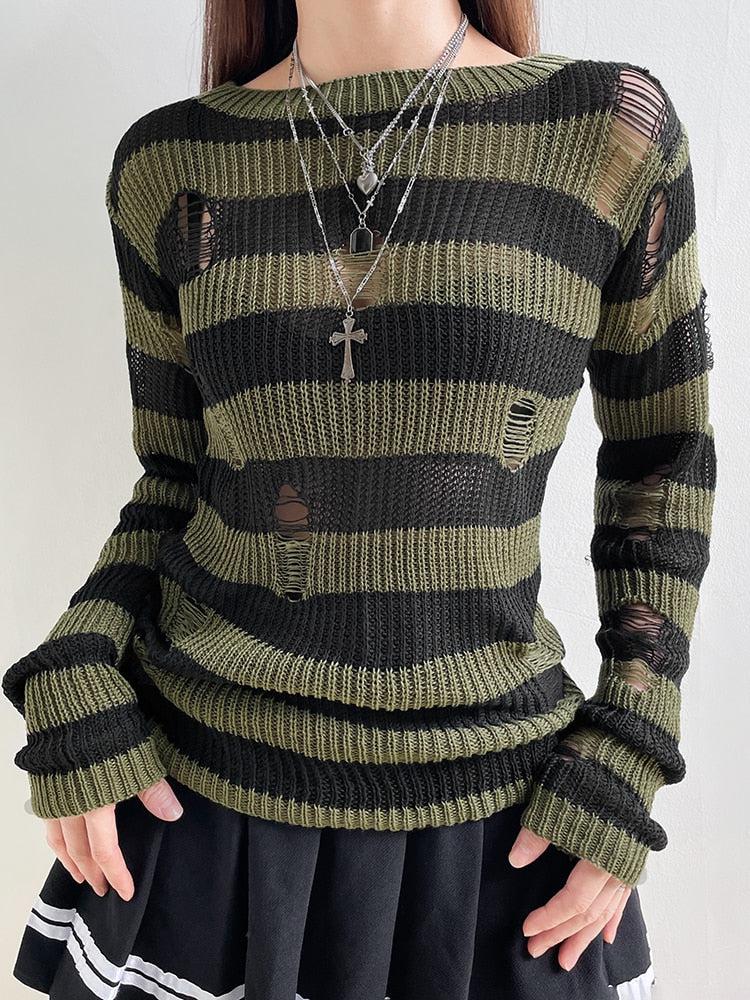 Litlookz Studio Y2K Grunge Distressed Sweater