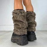 Litlookz Studio Y2K Grunge Faux Fur Leg Warmers, view 3