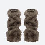 Litlookz Studio Y2K Grunge Faux Fur Leg Warmers, view 4