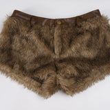 Litlookz Studio Y2K Grunge Faux Fur Mini Shorts, view 5