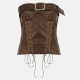 Litlookz Studio Y2K Grunge Faux Leather Corset Top, view 3