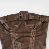 Litlookz Studio Y2K Grunge Faux Leather Corset Top, view 5
