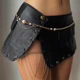 Litlookz Studio Y2K Grunge Faux Leather Mini Skirt, view 3