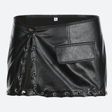 Litlookz Studio Y2K Grunge Faux Leather Mini Skirt, view 4