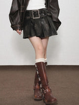 Litlookz Studio Y2K Grunge Faux Leather Skirt, view 2