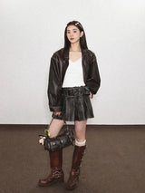 Litlookz Studio Y2K Grunge Faux Leather Skirt, view 5
