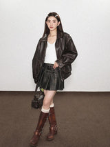 Litlookz Studio Y2K Grunge Faux Leather Skirt, view 6