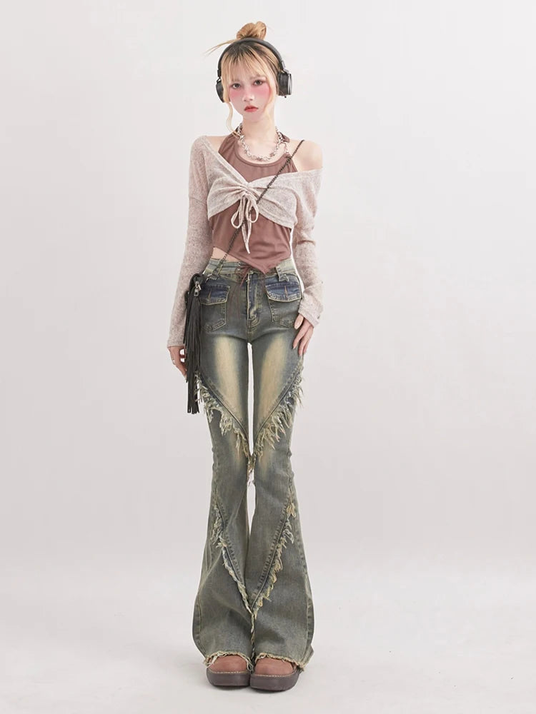 Litlookz Studio Y2K Grunge Flare Jeans