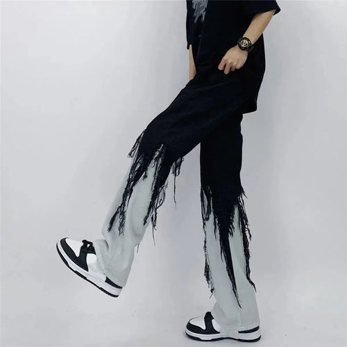 Litlookz Studio Y2K Grunge Fringed Jeans