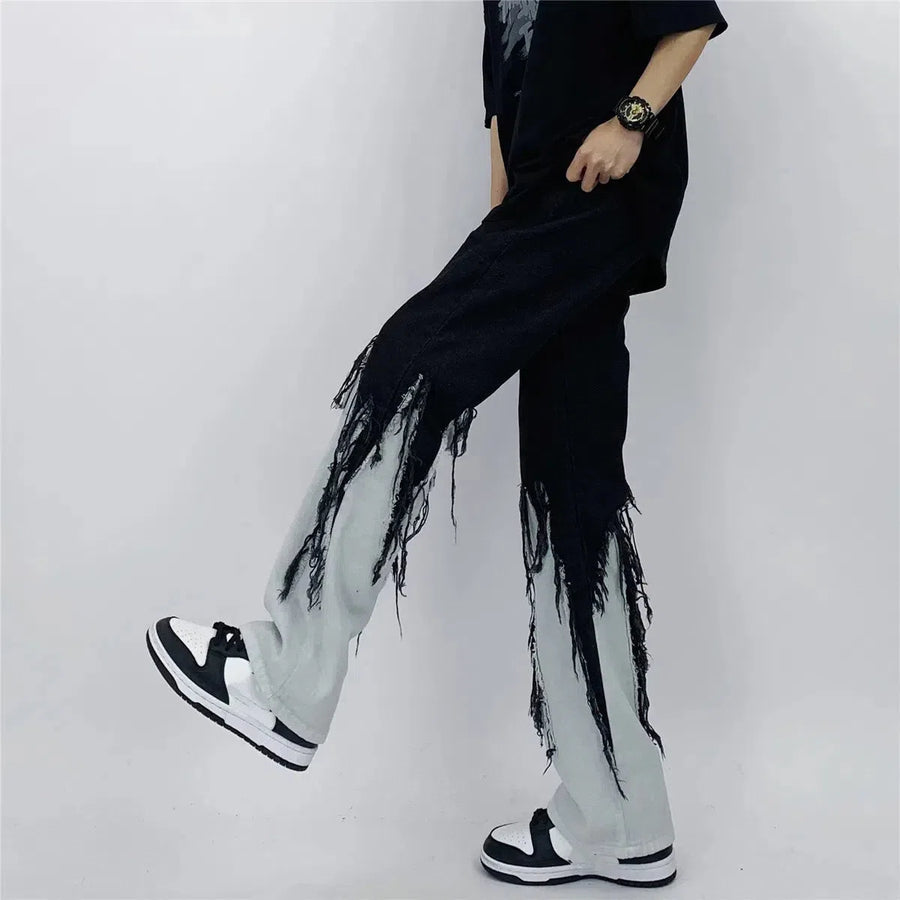 Litlookz Studio Y2K Grunge Fringed Jeans