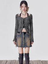 Litlookz Studio Y2K Grunge Lace Up Layered Top, view 4