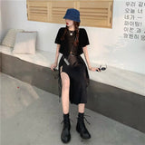 Litlookz Studio Y2K Grunge Lace Up Midi Skirt, view 4