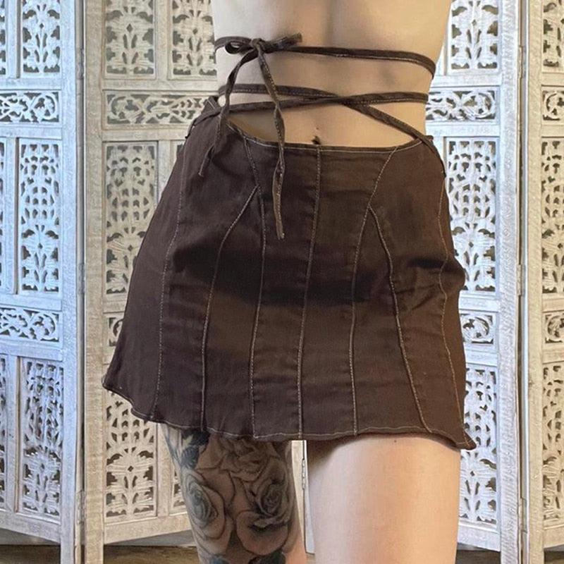 Litlookz Studio Y2K Grunge Lace Up Mini Skort