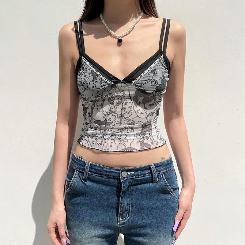 Litlookz Studio Y2K Grunge Mesh Top