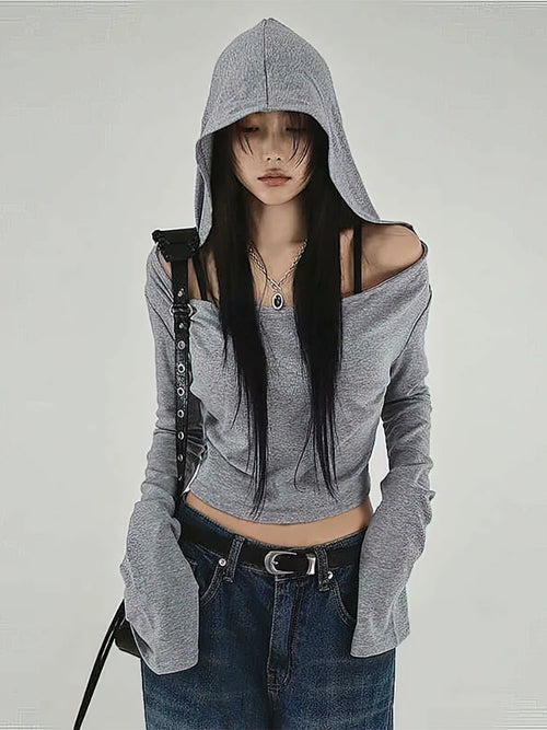 Litlookz Studio Y2K Grunge Off Shoulder Hoodie