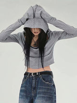 Litlookz Studio Y2K Grunge Off Shoulder Hoodie, view 4
