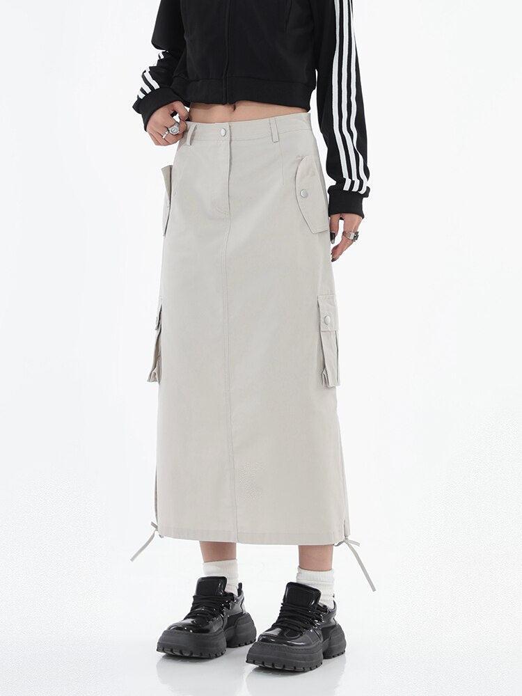 Litlookz Studio Y2K Grunge Parachute Maxi Skirt