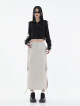 Litlookz Studio Y2K Grunge Parachute Maxi Skirt, view 3
