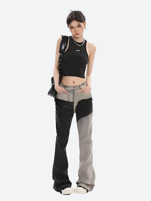 Litlookz Studio Y2K Grunge Patchwork Flare Pants