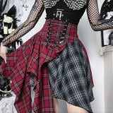 Litlookz Studio Y2K Grunge Patchwork Plaid Midi Skirt, view 4