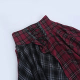 Litlookz Studio Y2K Grunge Patchwork Plaid Midi Skirt, view 5