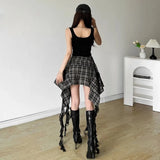 Litlookz Studio Y2K Grunge Plaid Asymmetric Mini Skirt, view 3