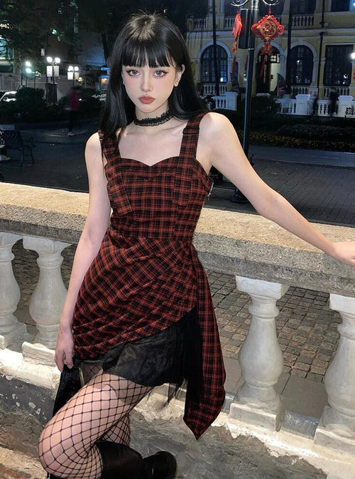 Litlookz Studio Y2K Grunge Plaid Mini Dress