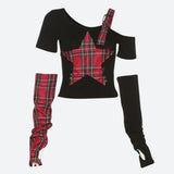 Litlookz Studio Y2K Grunge Plaid Patch Top, view 5
