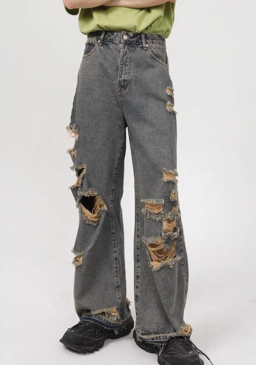 Litlookz Studio Y2K Grunge Ripped Straight Leg Jeans