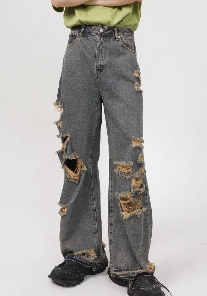 Litlookz Studio Y2K Grunge Ripped Straight Leg Jeans