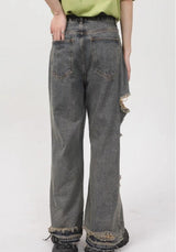 Litlookz Studio Y2K Grunge Ripped Straight Leg Jeans, view 3