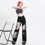Litlookz Studio Y2K Grunge Ripped Wide Leg Jeans, view 2