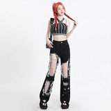 Litlookz Studio Y2K Grunge Ripped Wide Leg Jeans, view 4