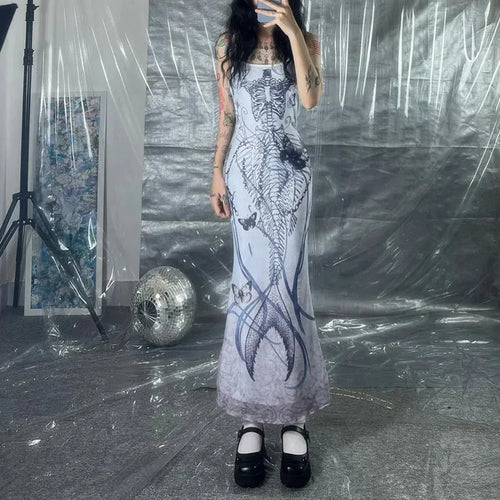 Litlookz Studio Y2K Grunge Skeleton Maxi Dress