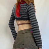 Litlookz Studio Y2K Grunge Striped Crop Top, view 2