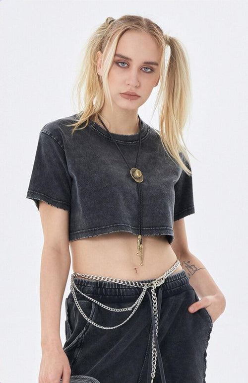 Litlookz Studio Y2K Grunge Washed Crop Top