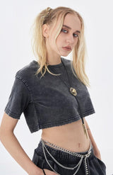 Litlookz Studio Y2K Grunge Washed Crop Top, view 3