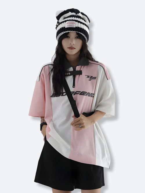 Litlookz Studio Y2K Half Zip-Up Jersey Top